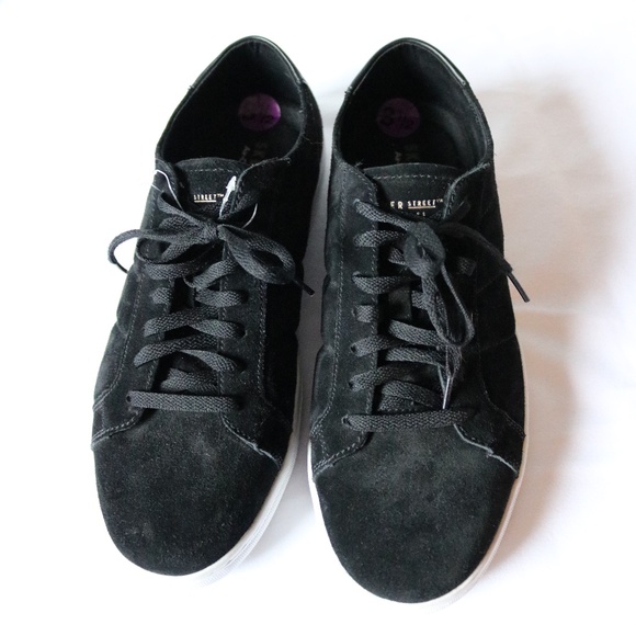 SKECHERS Street Los Angelis Black Suede Sneakers Lace Up Men's Size 8.5 Skate - Picture 4 of 11